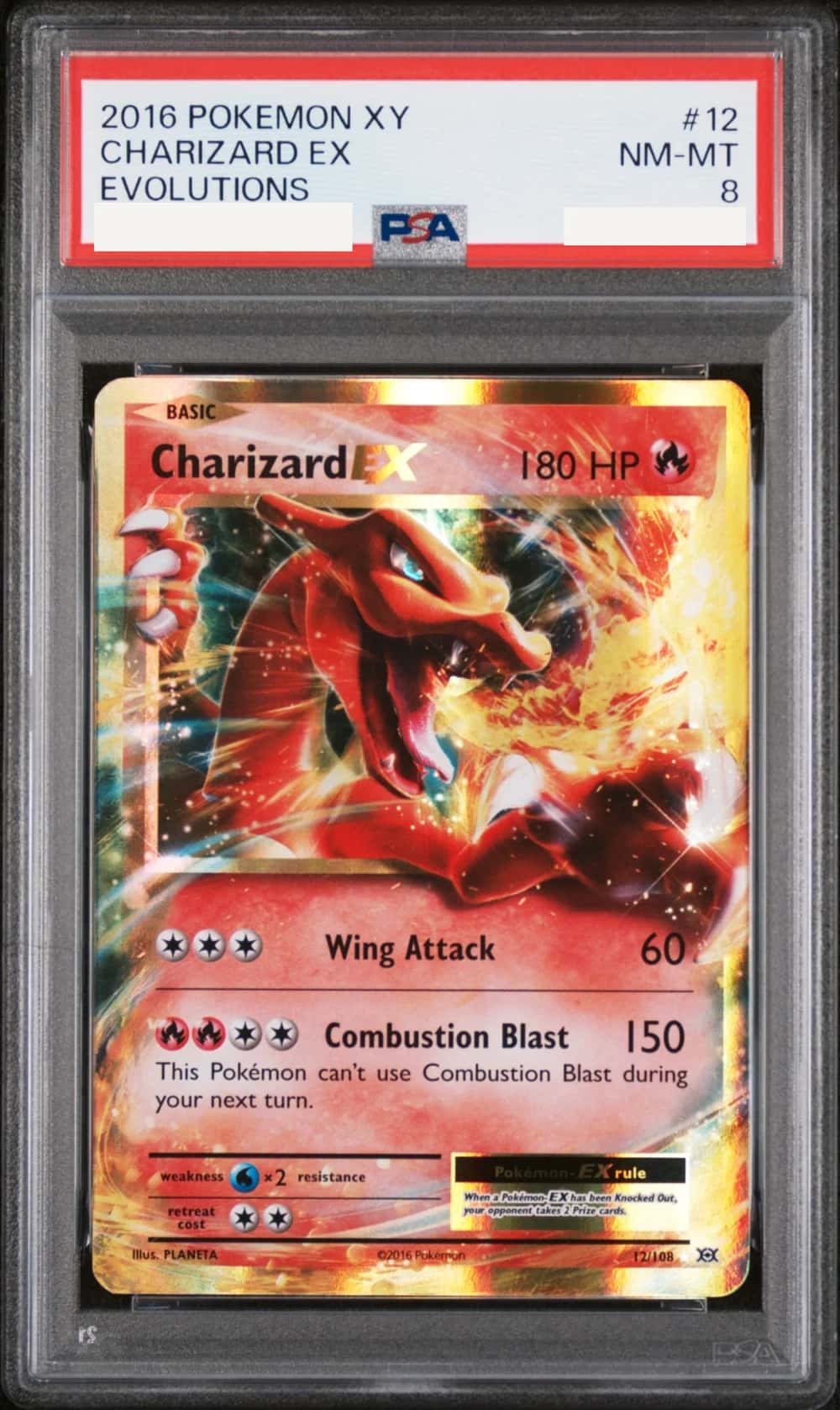 Charizard EX example card in its complete PSA slab